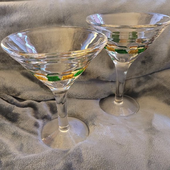 4 Murano Italian Cocktail Glasses, clear/colored block pattern - MCM, EUC - Picture 11 of 11